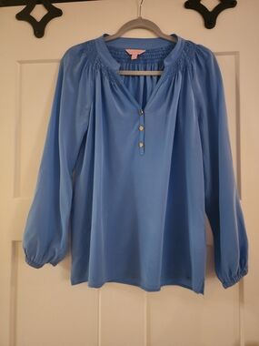 Lilly Pulitzer Elsa Silk Blue Blouse